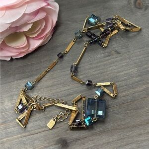 Gorgeous RLM Soho Blue and Purple Stone Long Gold Necklace